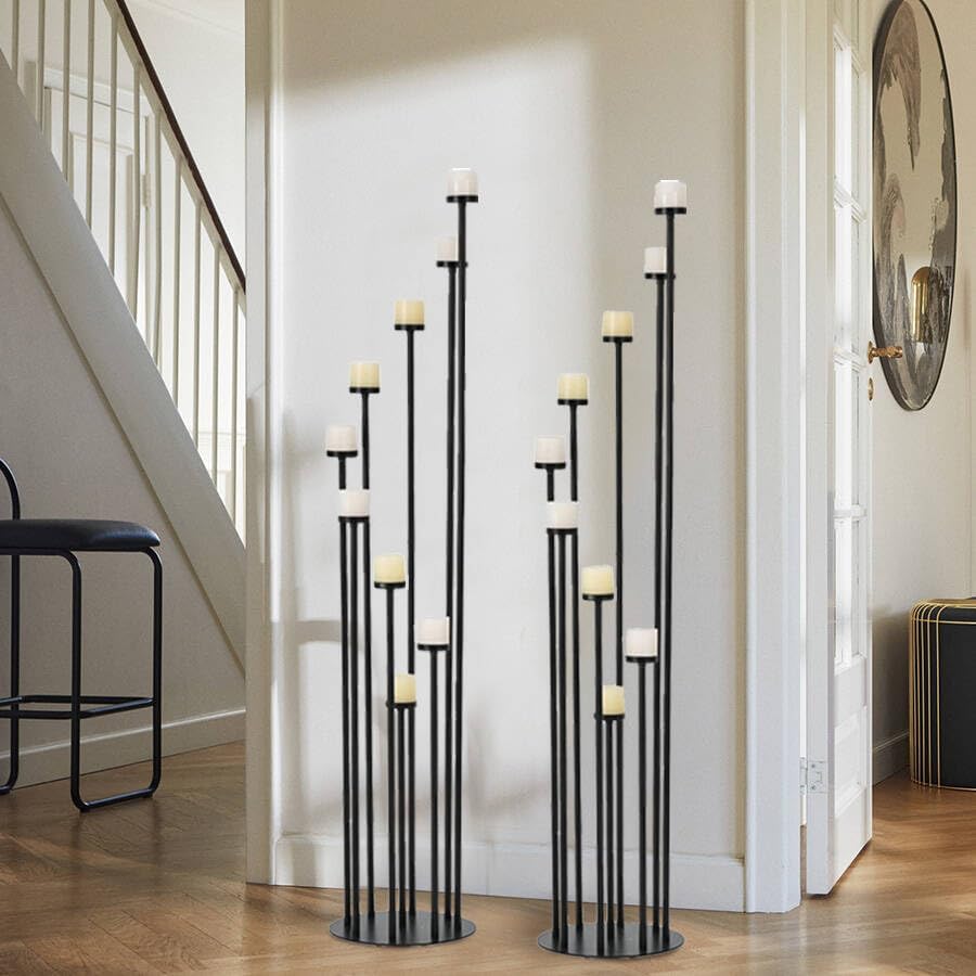 Black Floor Candelabra Centerpiece,Metal Candle Holders for Halloween Decor - Image 4
