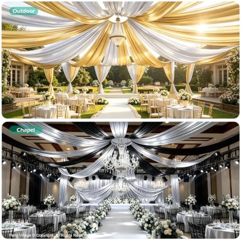2 Panels 5ft(W) x 20ft(H) Silver Backdrop Curtain for Wedding Parties - Image 7