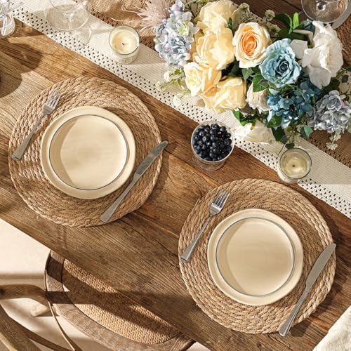 13.8'' Round Woven Placemats Set of 40, Boho Wicker Chargers, Terrekraft - Image 5