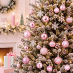 Lunmon 64 Pieces Pink Christmas Ball Ornaments Shiny Pink Xmas Bulbs - Image 5