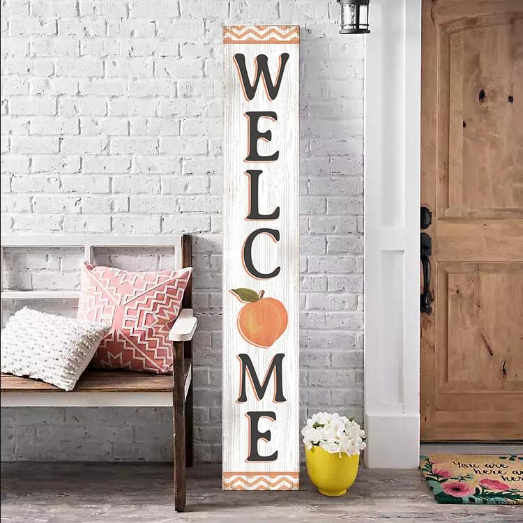 Welcome With Peach Sign for Front Door, 4ft Tall Front Porch Decor, Vertical Wooden Signs for Front Porch, Rustic Farmhouse Wood Porch Decorations Outdoor - Image 5