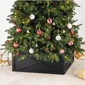 Glitzhome Washed Black Wooden Tree Collar, 22" L by Glitzhome