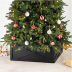 Glitzhome Washed Black Wooden Tree Collar, 22" L by Glitzhome