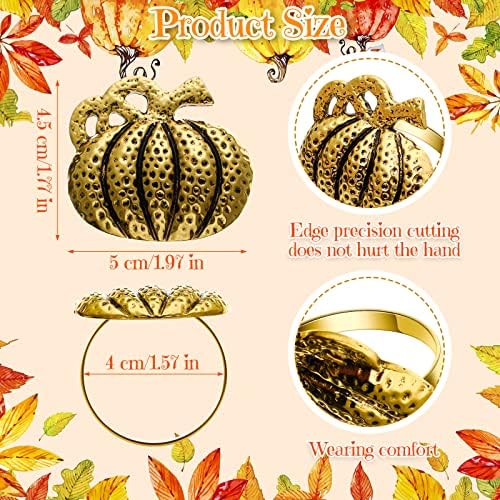 Mimorou 20 Pcs Thanksgiving Pumpkin Napkin Rings Gold Fall Napkin Holders - Image 2