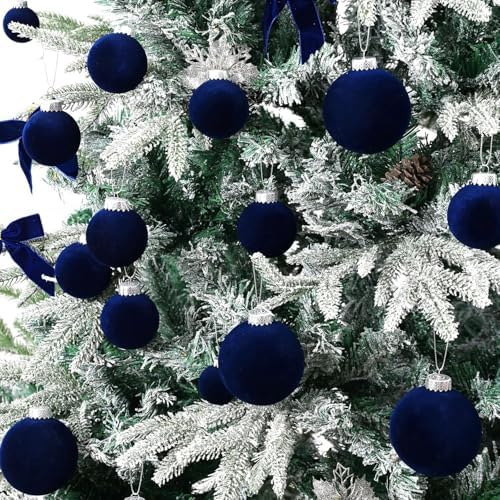 Velvet Christmas Ornaments Set 38Pcs Flocked Shatterproof Christmas Ornaments for Christmas Tree Decorations Xmas Decorative Hanging Christmas Ball Ornaments for Holiday Home Decor - Image 3