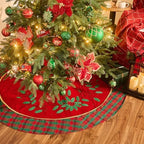 Valery Madelyn 36" Red Green Gold Christmas Tree Skirt for Tree Decorations - Image 3