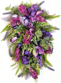 Purple Floral Hanging Wreath - Inch Lavender Tulip Hyacinth Eucalyptus Door Decor for Spring Summer, Wedding Arch Garden Porch Decoration by PQIQP