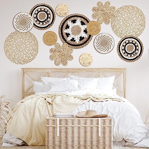 Glenmal 13 Pcs Boho Wall Basket Decor Set Woven Rattan Seagrass,Bohemian - Image 2
