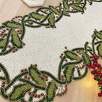 Enliven Christmas Special Beaded Holly Berry Design Runner, 13x36 inch - Image 3