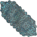 CLEENTABLE Beaded Table Runner, Floral Art Deco, 13x36 in, Blue & Black by CLEENTABLE