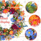 20" Colorful Wildflower Spring Summer Wreath for Front Door Outdoor Décor - Image 4