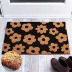 Funny Coir Doormat - Black Summer Floral Flowers Simple Modern Welcome Mat for Porch & Entrance - PVC Backing, Non Slip Outdoor Coconut Coir Rug 23.6x15.7 inch - Image 4