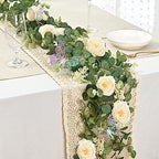 13 Ft Champagne Flower Garland with Butterfly, Fake Eucalyptus Rose Vine - Image 7
