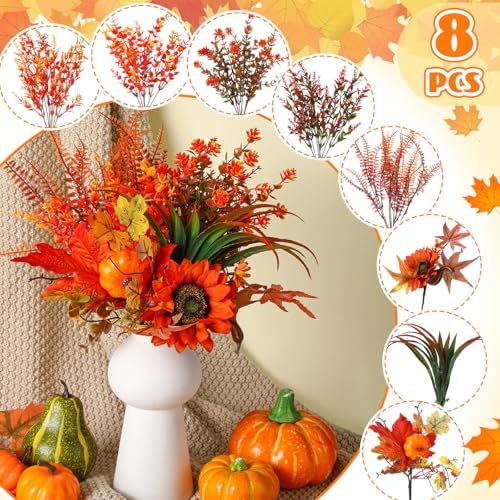 Funnymoom Fall Cornucopia Centerpiece Set with Leaves Pumpkin,Elegant - Image 3