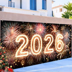 2026 New Year Garage Door Banner 7x16FT, Neon Glow 2026 Fireworks Garage Door Cover, Large Outdoor Happy New Year Decoration Backdrop for Garage Door, Fence, Yard, Party Photo Booth - Image 6