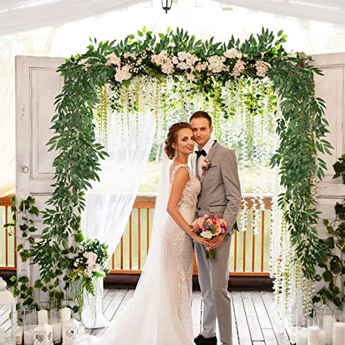 RECUTMS 4Pcs Artificial Silk Willow Leaves Vine Twigs 5.9Ft Green Garland - Image 6