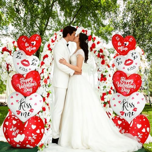 Fourluoo 2 Pcs 5.3ft Valentines Day Inflatable Heart Outdoor Yard Decoration Blow up Heart Yard Decor with LED Lights Romantic Sweet Hearts for Valentine's Day Party Indoor Garden Lawn Porch Decor - Image 2