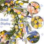 22" Colorful Wildflower Spring Summer Wreath for Front Door Outdoor Décor - Image 4