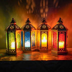 Candlestick Candle Barrels Moroccan Style Retro Lanterns Projection Lights Hollowed-Out Decorations Home Ramadan Hanging Outdoor Indoor Courtyard Porch Festival Weddings - Image 4