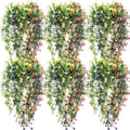 Hotop 6 Pcs Artificial Hanging Plants Ivy Vine with Flowers, Mixed Colors by Hotop