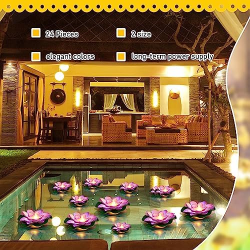 Liliful LED Floating Lotus Lantern Diwali Pool Pond Decor Purple 3.94&5.91" - Image 6