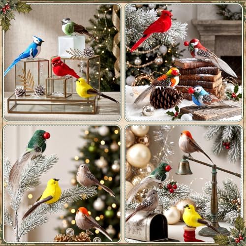 36 Pcs Clip on Bird Ornaments for Christmas Tree, 12 Style - Image 3