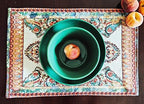 Tache Rococo Elegant Ornate Ivory Colorful Paisley Dining Cotton Linen Tapestry Woven Placemat Set of 4 - Image 5