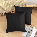 Kevin Textile Outdoor Waterproof 24”x24” Pillow Covers 2 Pack, Black - Image 5