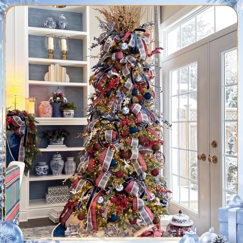 12 Pcs Chinoiserie Tartan Christmas Decor Hanging Ornaments - Image 4