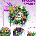 16in Winter Snowflake Wreath for Front Door, Mesh Decor,Carnival,13 Inch - Image 3