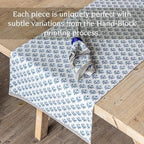 Over&Back 18x90 Hand-Blocked Printed Cotton Table Runner - Washable Table Runners for a Custom Home Decor Tablescape - Perfect for Coffee Table, Dinner Table, Living Room, and More - Blue Bloom - Image 3