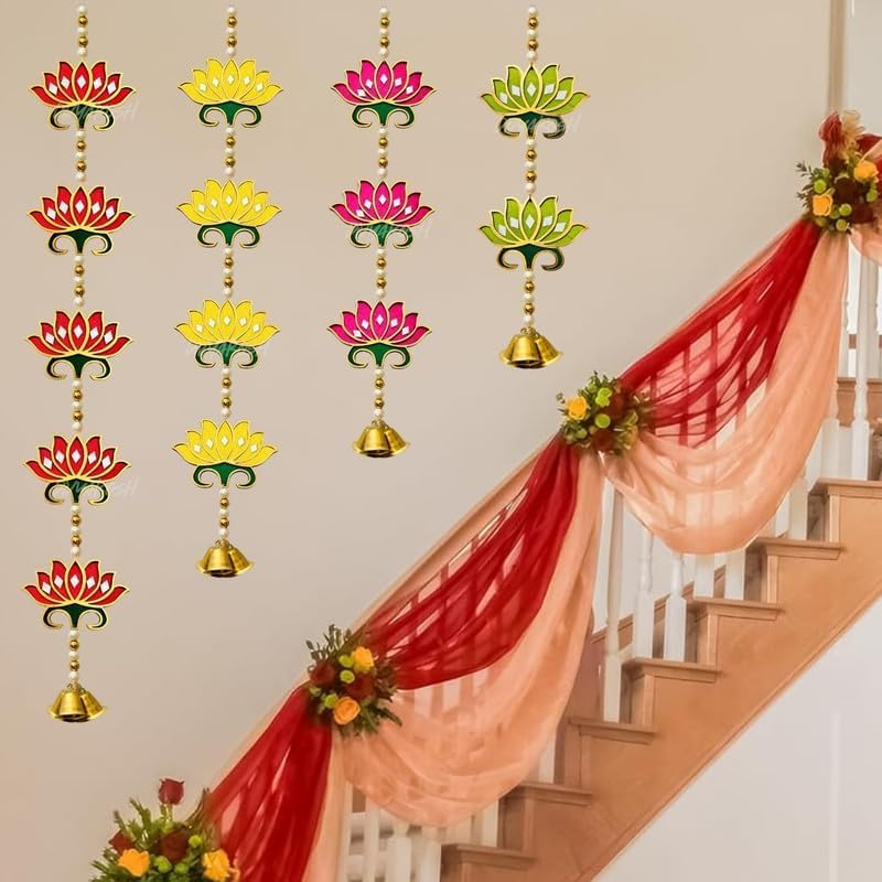 Divyakosh Wall Hangings for Home Decoration | 4 Latkans | Perfect for wall Décor, Temple Pooja Background Decoration. Vrat MahaLaxmi Decoration, Lotus Ganpati Decor and Living Room Decor | - Image 6
