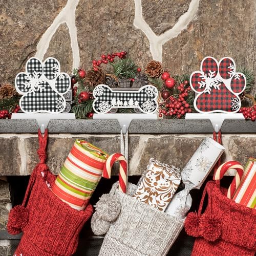 Hicarer 4 Pack Christmas Stocking Holders for Fireplace Mantel - Image 5