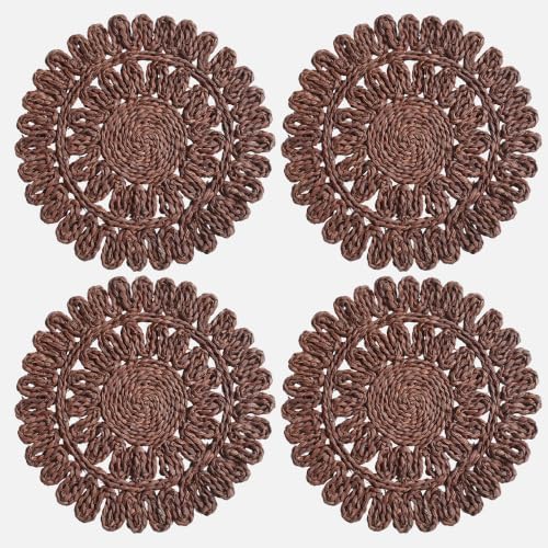 Circorn 13.8 Inch Round Woven Placemats Set of 4 by TIHODA
