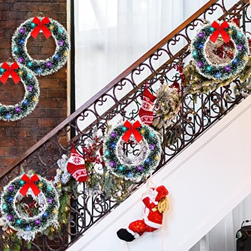 Jetec 10 Pcs 12" Lighted Christmas Wreath with Red Bow Bulk, White - Image 5