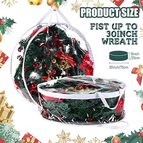 Shappy 4 Pieces Wreath Storage Bags 30 Inch Dual Zippers,Clear - Image 2