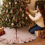 Thenshop 48 Inch Christmas Tree Skirt, Ruffle Quilted Stripe Tree Skirt - Image 5
