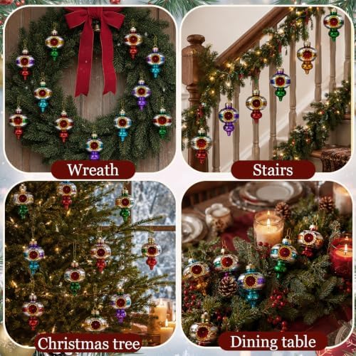 12 Pcs Vintage Glass Christmas Ornament Reflector Decor, Plain - Image 4