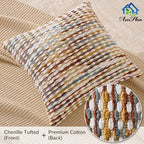 AmHoo Set of 2 Boho Chenille Pillow Cover Decorative Tufted Pillowcase for Couch Bed Sofa Bedroom Living Room Modern 20 x 20-Inch Brown - Image 4