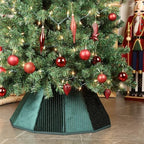 Blissun Christmas Tree Collar, Velvet Foldable Christmas Tree Ring with Golden Dotted line, Christmas Tree Skirt for Artificial Christmas Trees Decoration, Green - Image 6