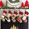Christmas Stockings 5 Pack, 18'' Large Christmas Stockings with Santa Snowman Gnomes Pattern,Classic Buffalo Plaid Cuff,Xmas Ornaments for Family Stairs Fireplace Tree Hanging by AUTGA