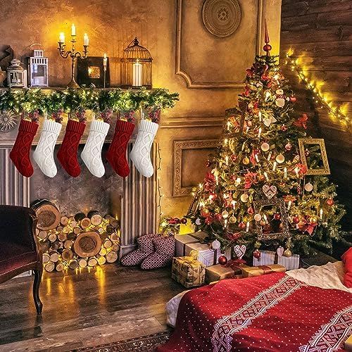 Fesciory Christmas Stockings 6 Pack, 14 Inch Cable Knit Xmas Decor - Image 2