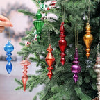 Mifoci 8 Pcs 6 Inch Mercury Glass Finial Christmas Ornaments,Mixed Color - Image 4