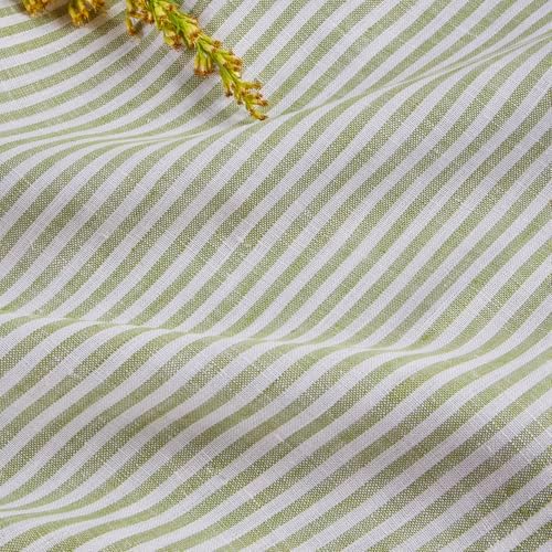 Solino Home 100% Linen Table Runner, 14 x 90 in, Avocado and White Striped - Image 2