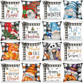 GlikCeil Set of 16 Winter Pillow Covers 18 x 18 Inch Holiday Gnome Throw Pillow Covers Winter Christmas Seasonal Pillowcases Decorative Cushion Pillowcases for Farmhouse Home Couch Sofa Decor by GlikCeil