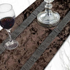 Elegant Rhinestone Brown Table Runner 120 Inches Extra Long, Ombre Velvet - Image 2