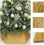 Gold Christmas Tree Collars for Atificial Trees, 33.5 Inch Sparkling Sequins Christmas Skirt, Base Cover,Holiday Home Decor Ring(Large) - Image 4