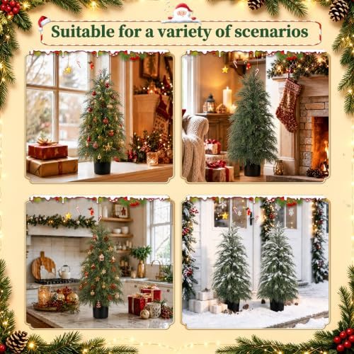 Grooy 3FT Artificial Cedar Topiary Trees, 2 Pack Fake Shrubs with Pot - Image 6