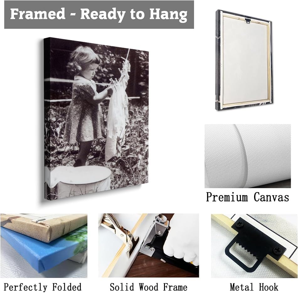 Funny Laundry Room Wall Art-Vintage Children Doing Laundry Print Old Photography,Children Hanging Laundry Picture,Laundry Day Poster,Vintage Bathroom Farmhouse Laundry Room Decor12x16inch Framed Art - Image 6