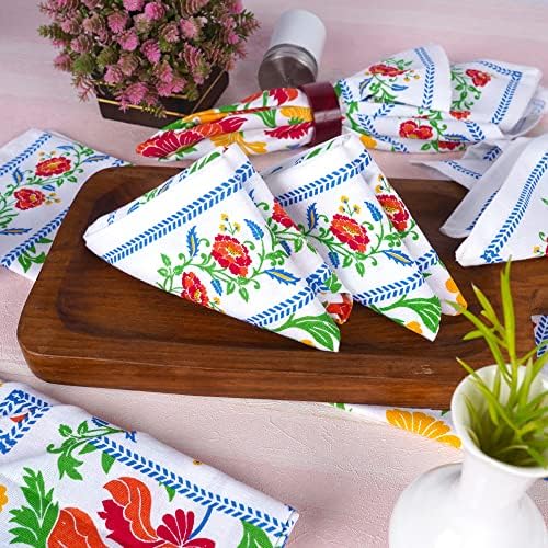FINGERCRAFT Cloth Napkins Set of 12 Cotton Linen, 20x20 in, Persian Flora - Image 4